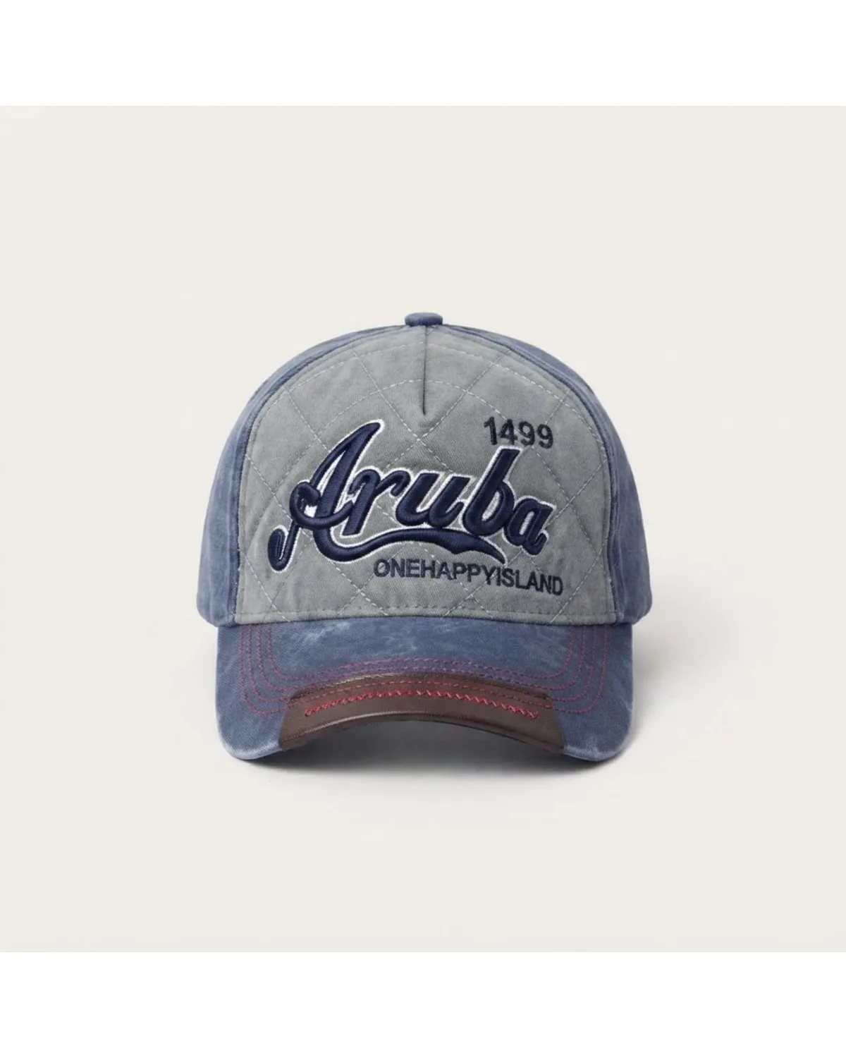 Washed Blue Embroidered Baseball Cap 1