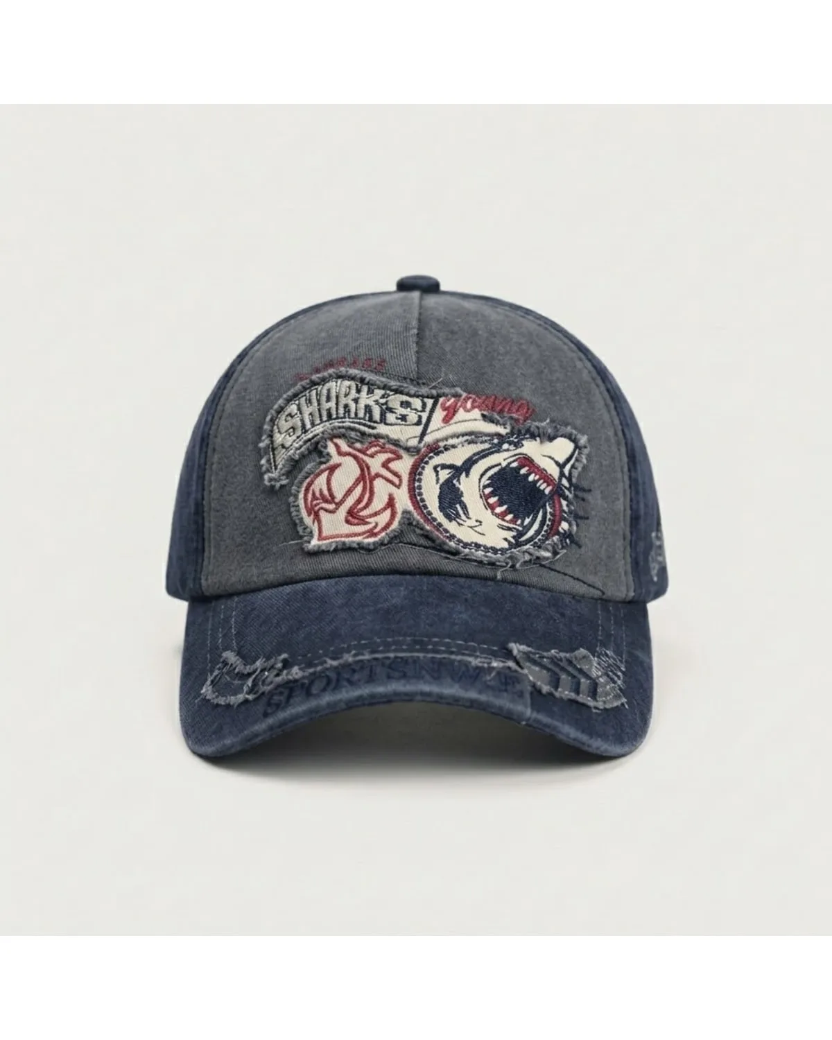 Blue Shark Attack Vintage Distressed Cap 1